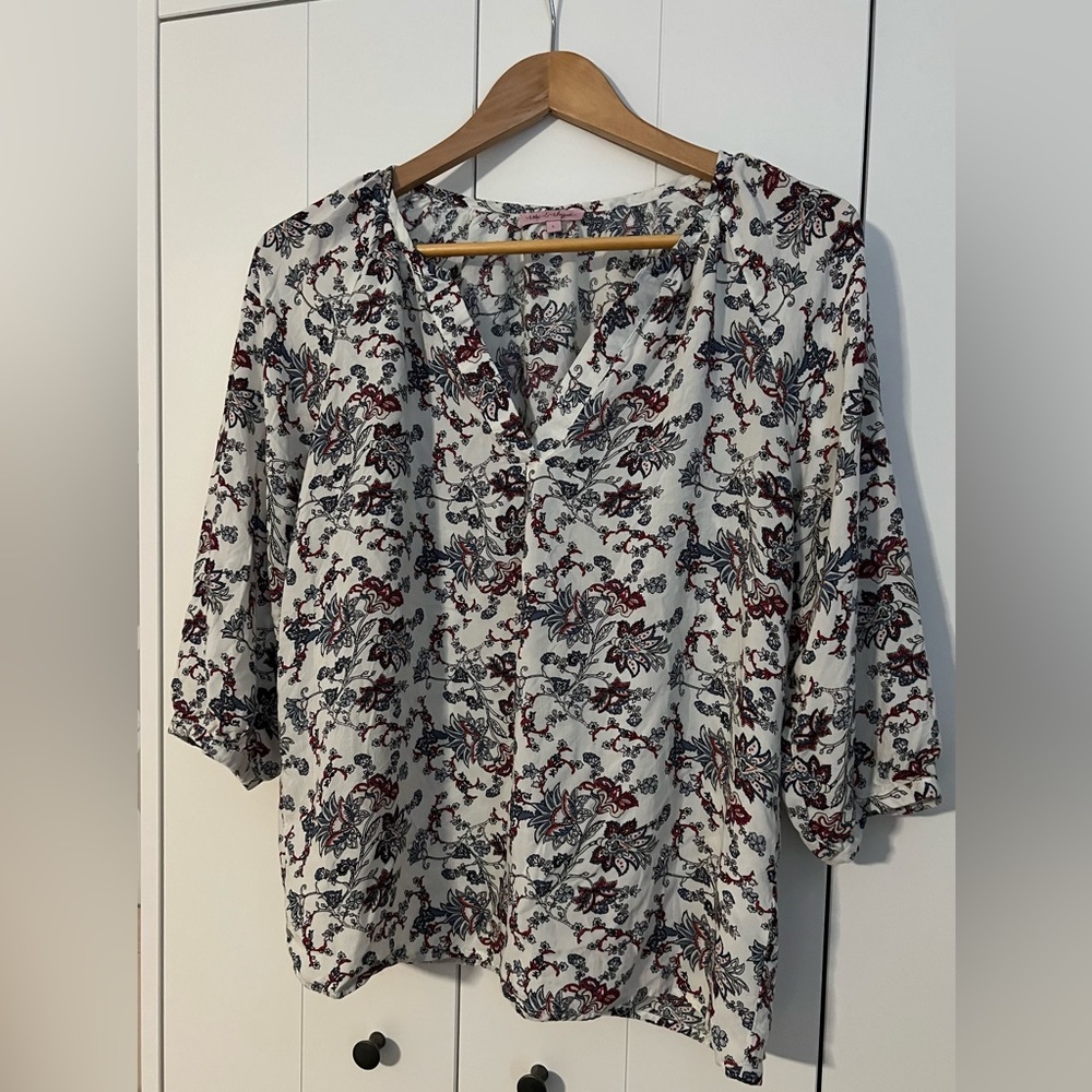 Paisley Floral Blouse | Red, White, Blue | L